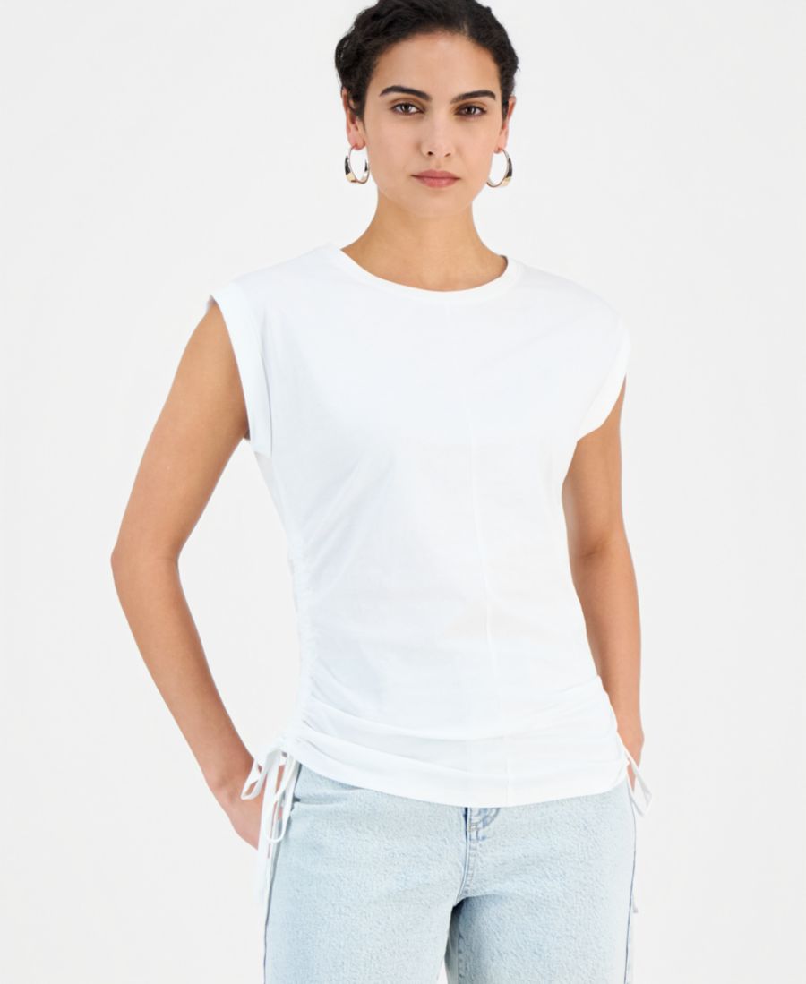 

Женская блузка с принтом и завязками по бокам, размеры P/XS-3X INC International Concepts, Bright White