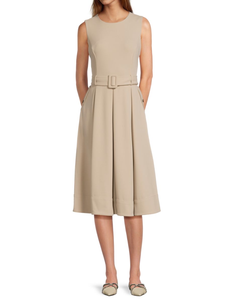 

Платье миди без рукавов с поясом Calvin Klein, хаки