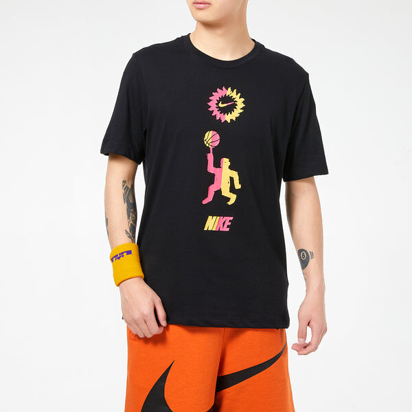 Футболка basketball sports contrasting colors printing round neck short sleeve black Nike, черный — фото 3