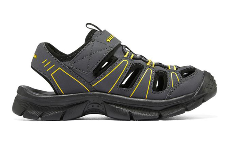 Низкие детские сандалии серо-черные подростковые Skechers Kids — фото 2