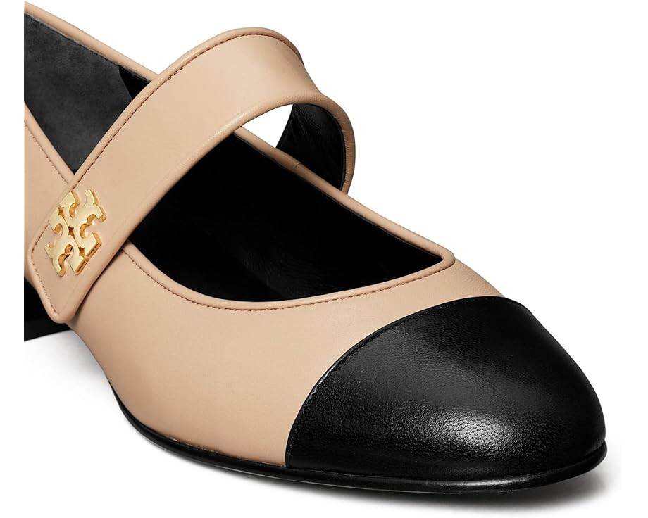 Туфли на плоской подошве Tory Burch Cap-Toe Mary Jane Heel Ballet 25mm, цвет Rose Pink/Perfect Black — фото 4