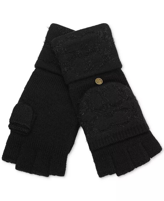 

Перчатки Signature C Metallic Knit Pop Top COACH, черный