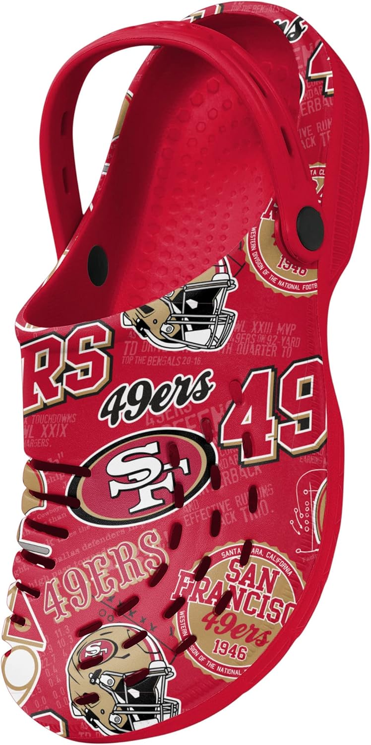 Сабо с ремешком FOCO Arizona Cardinals NFL для мужчин с историческим принтом, San Francisco 49ers Historic Print With Strap — фото 3
