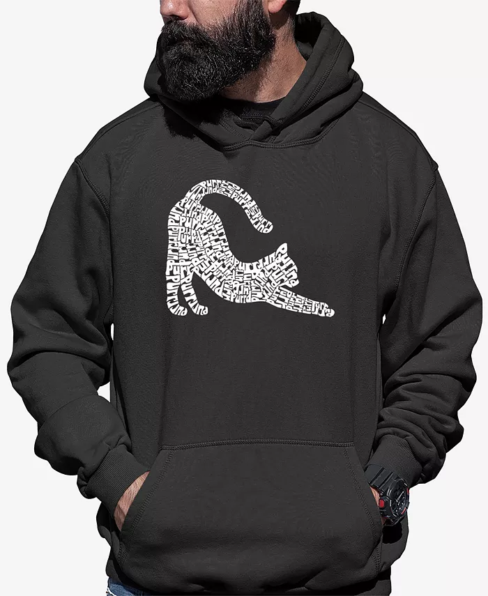 

Мужская худи с растягивающимся принтом Cat Word Art LA Pop Art, серый