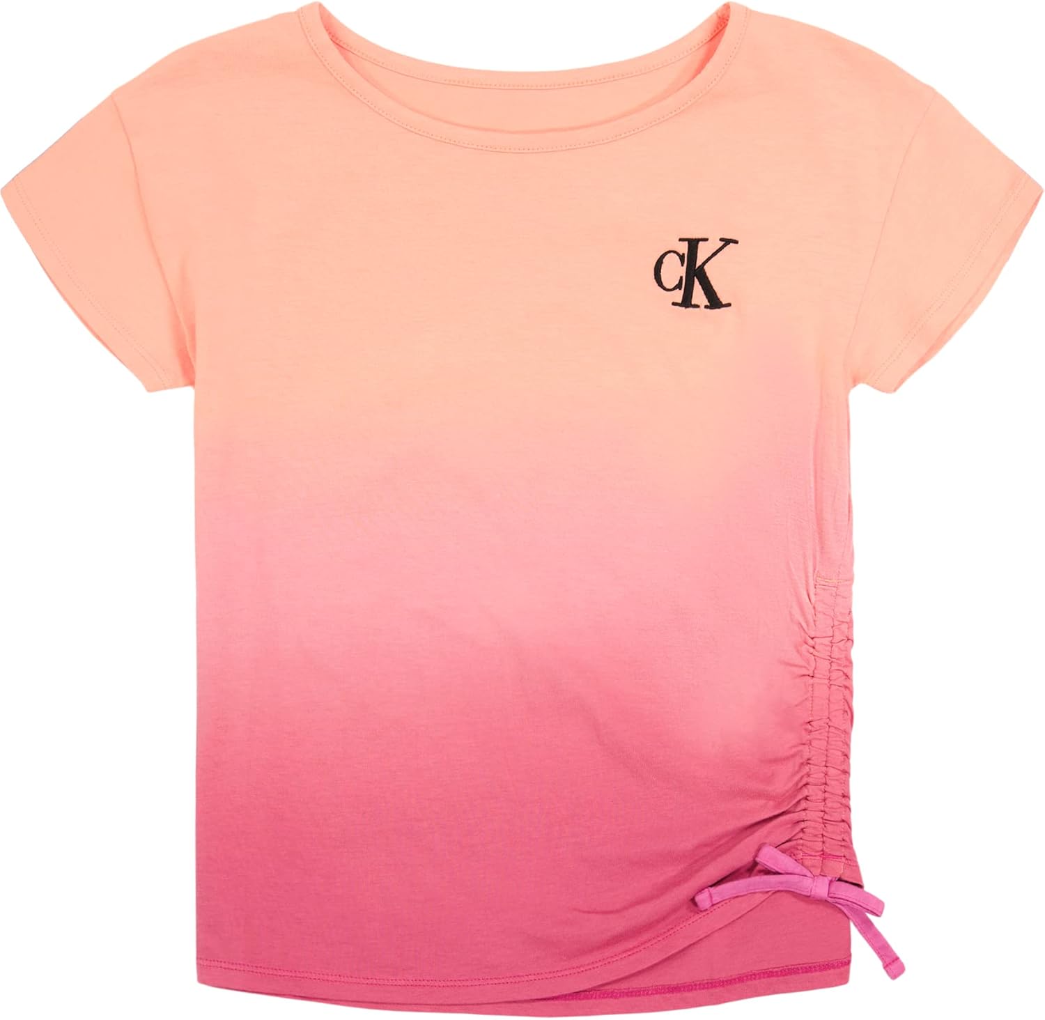 

Футболка с короткими рукавами и логотипом Calvin Klein для девочек, завязывающейся спереди и без этикетки внутри, Flower Ombre
