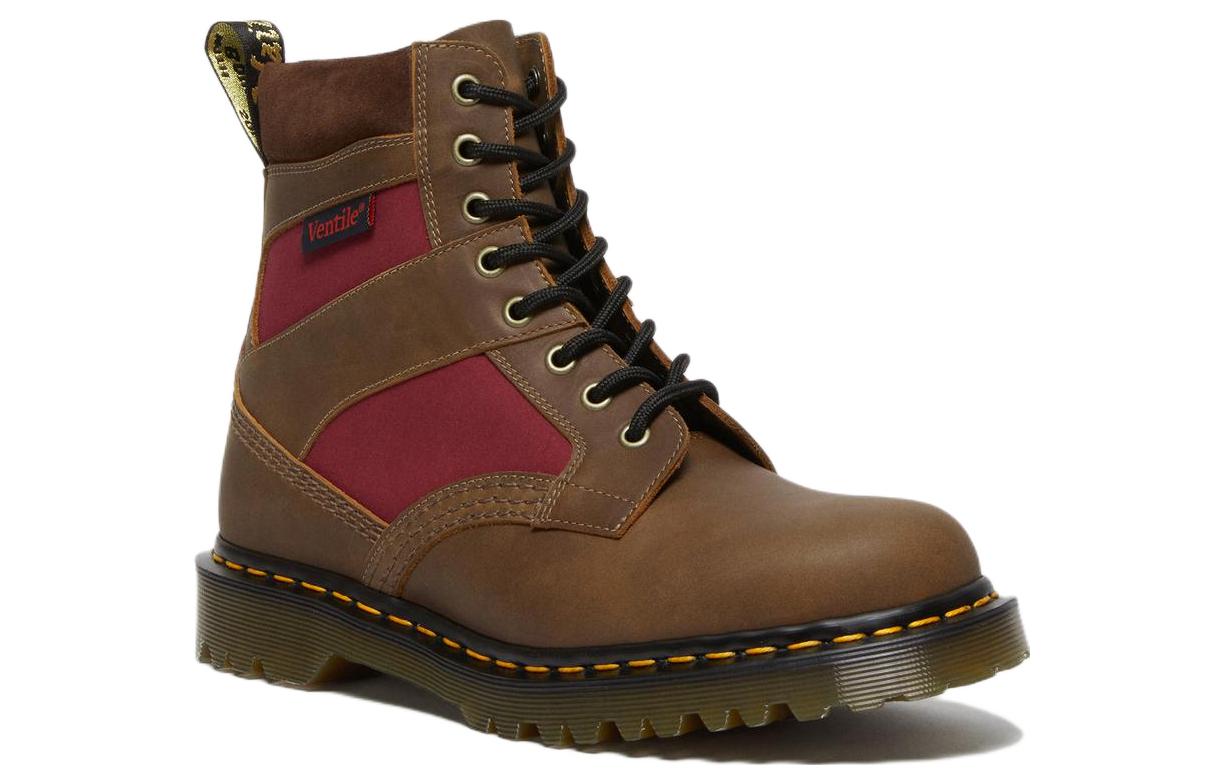 Мужские ботинки Dr. Martens 1460 Made in England с текстильными вставками, коричнево-красный — фото 2