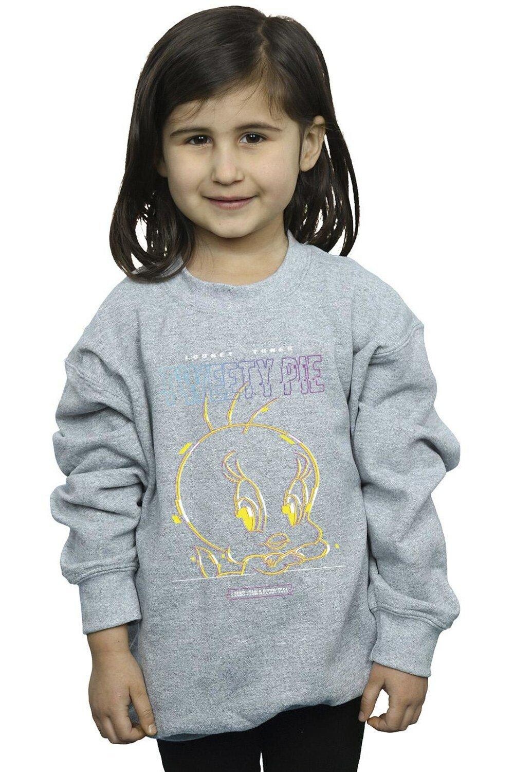 

Толстовка Tweety Glitch Looney Tunes, серый
