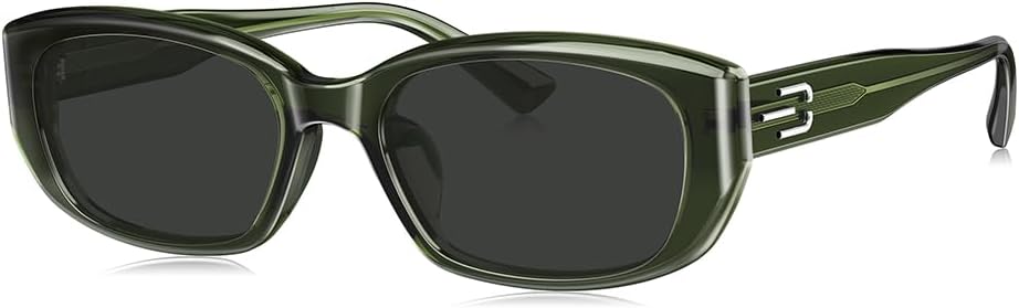 

Солнцезащитные очки BOLON Men Women Trendy Narrow Square Polarized Sunglasses BL3120 Dotonbori 55mm, эксклюзивный бренд очков EssilorLuxottica, Transparent Bamboo Green/Grey Polarized