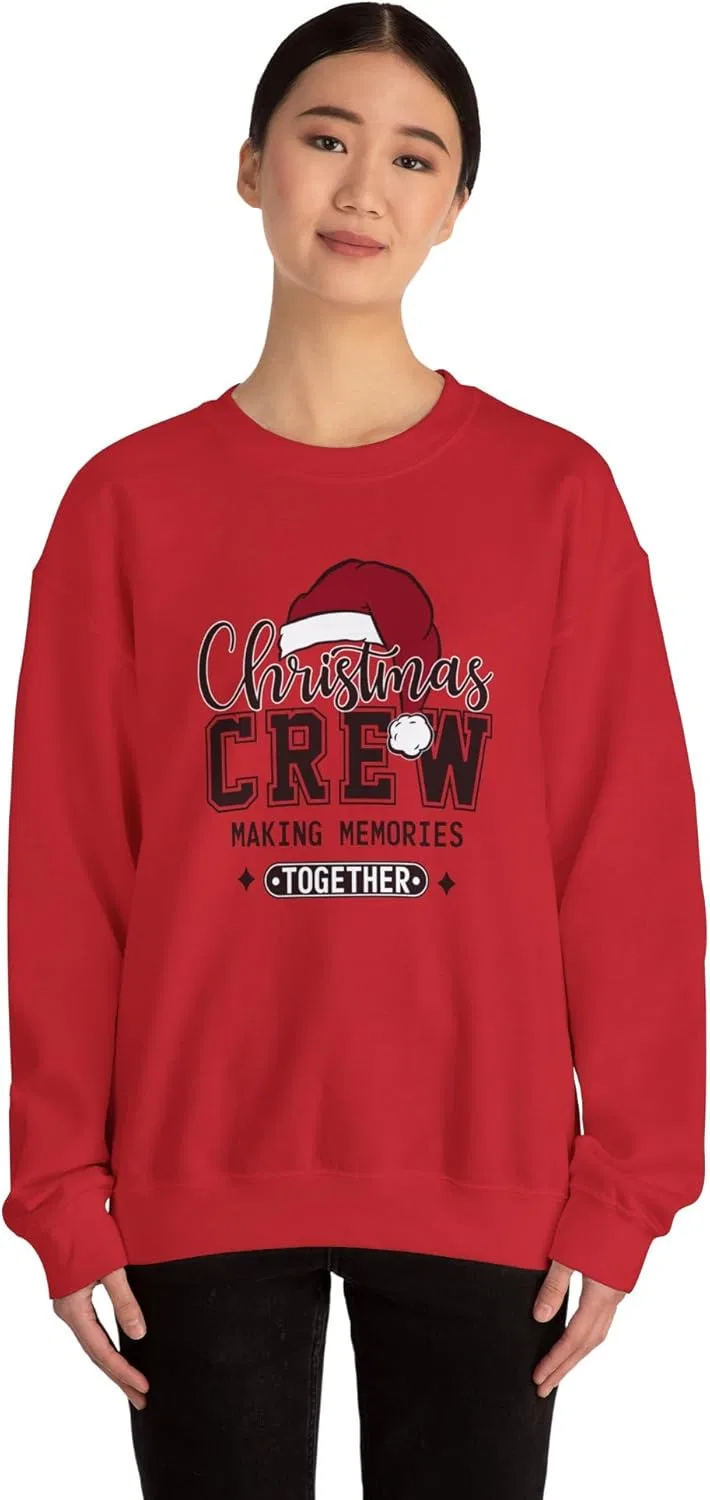 Рождественский свитшот Unisex Christmas Crew, рождественские свитшоты, свитшоты с Сантой, свитшот Unisex Crew Worker для Рождества GENERIC, красный — фото 4