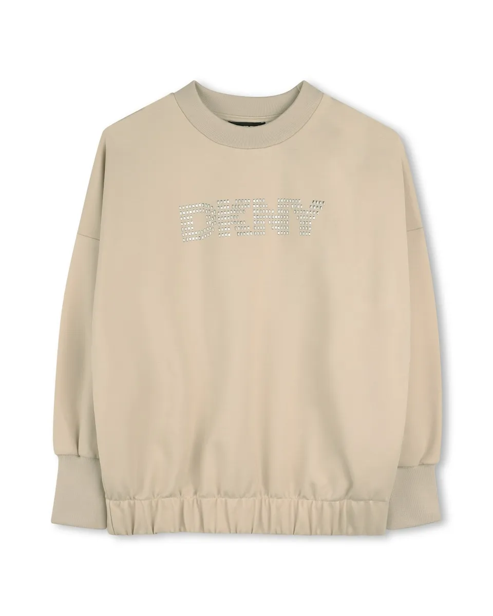 

Детский свитшот с длинным рукавом DKNY, бежевый