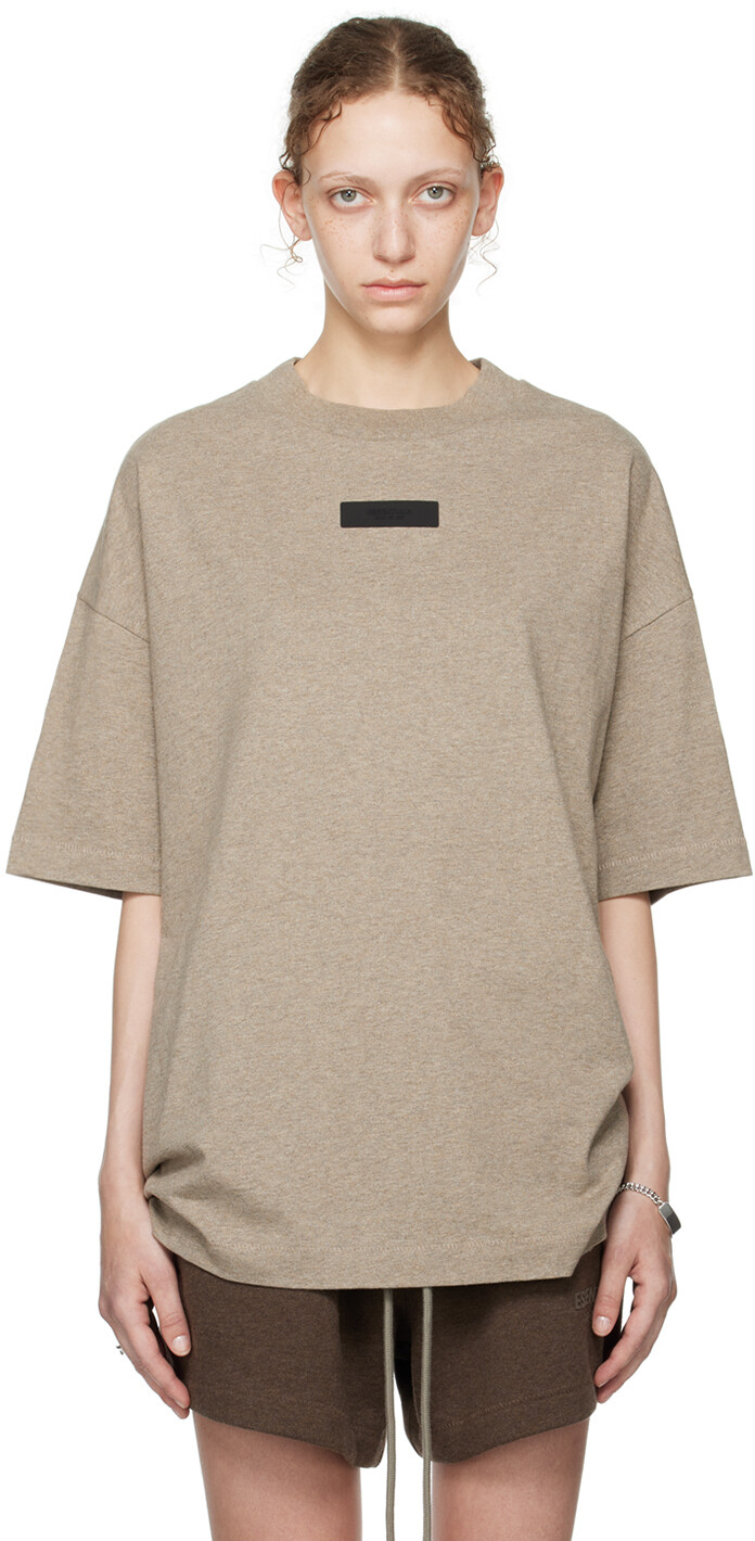 

Серая футболка с круглым вырезом Fear of God ESSENTIALS, Heather grey