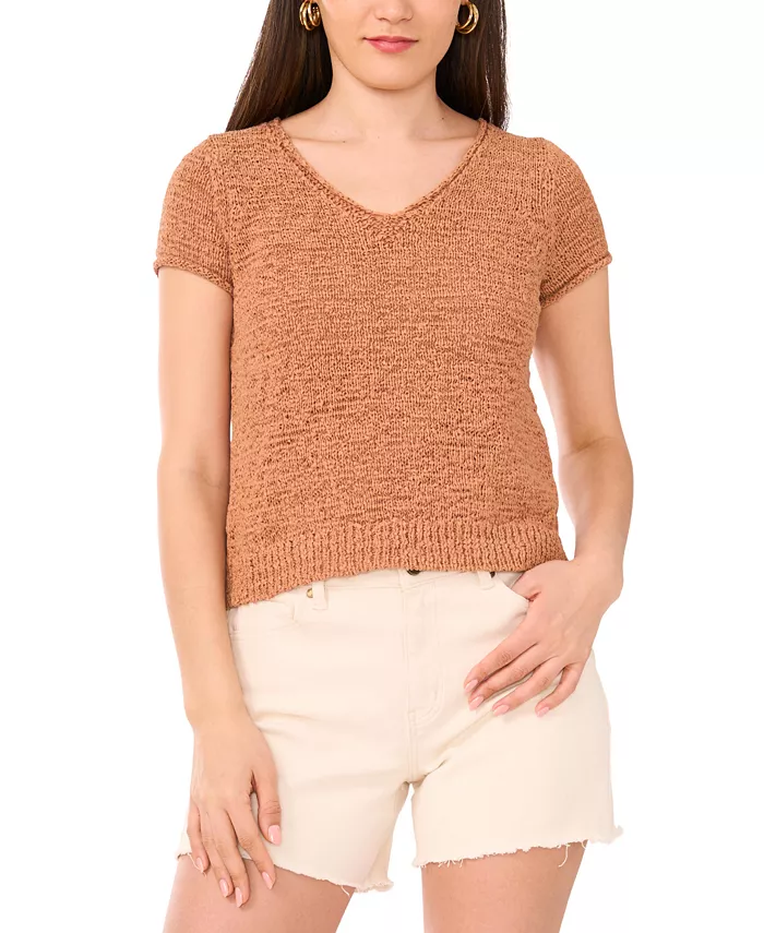 

Женская короткая вязаная блузка Vince Camuto, коричневый