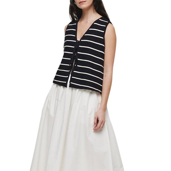 

Женская безрукавка с пуговицами Yesfashion, Black Stripes