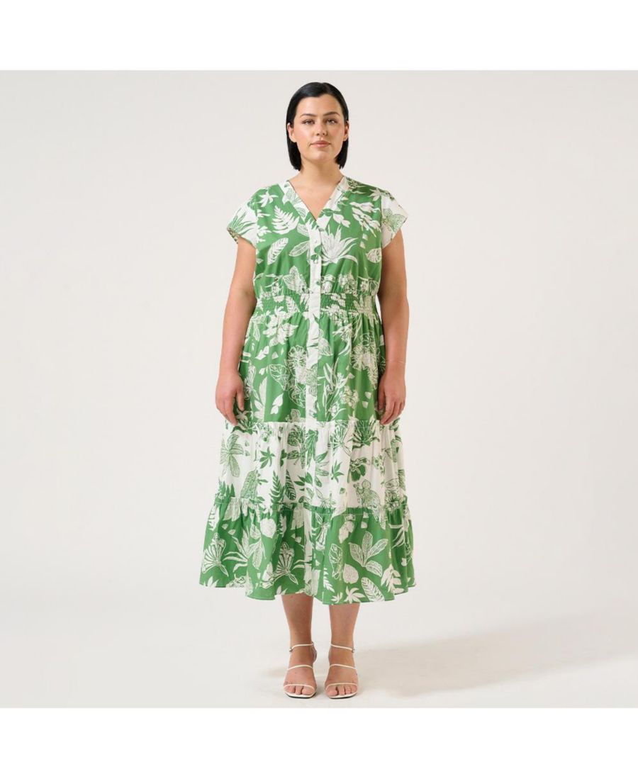 

Хлопковое многоярусное платье Amazonia больших размеров ESTELLE, Print