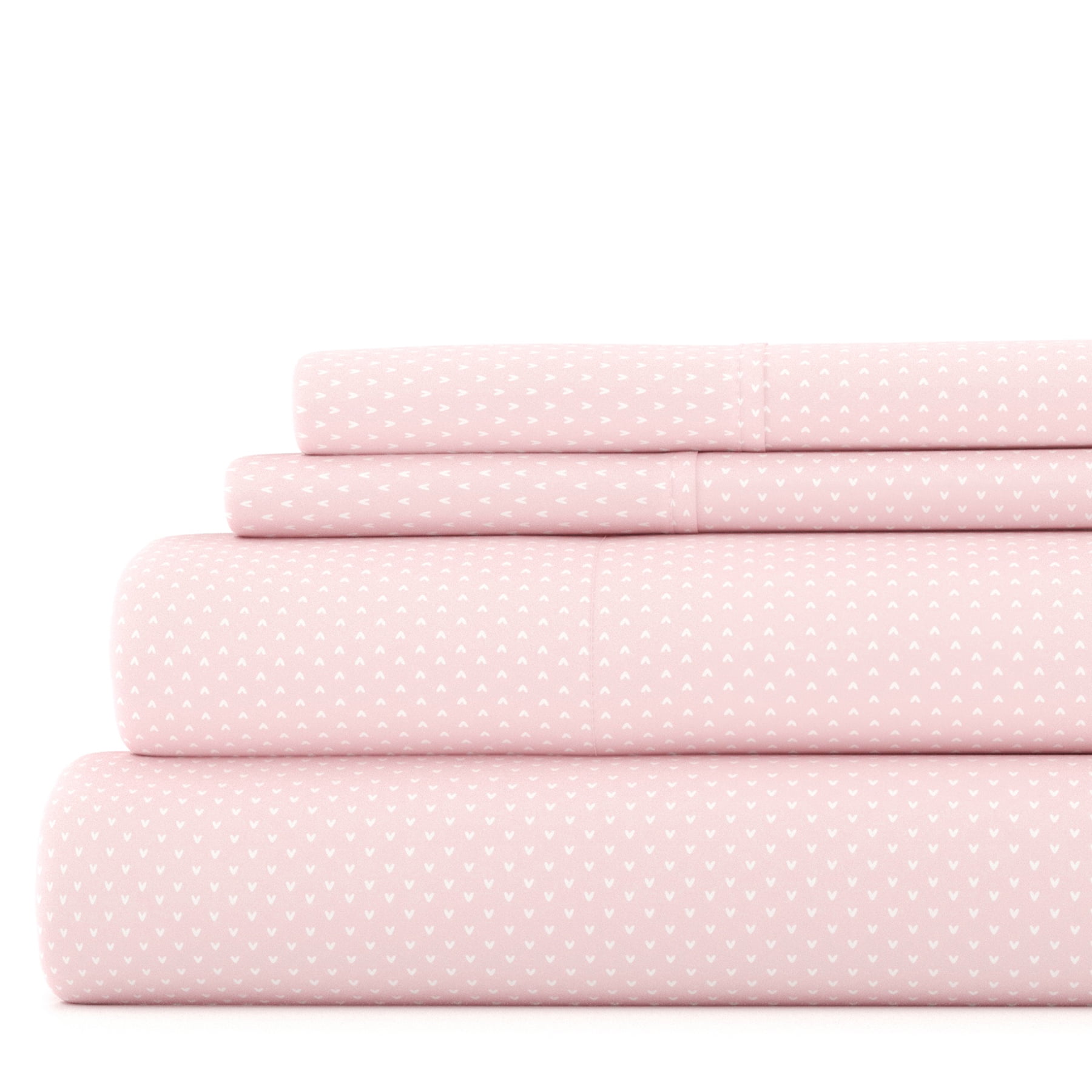 

Комплект постельного белья Noble Linens из 4 предметов из микрофибры с узором, Pink My Heart, King, цвет Pink