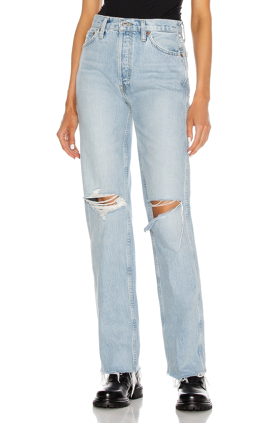 

Джинсы женские RE/DONE, цвет Breezy Indigo With Rips