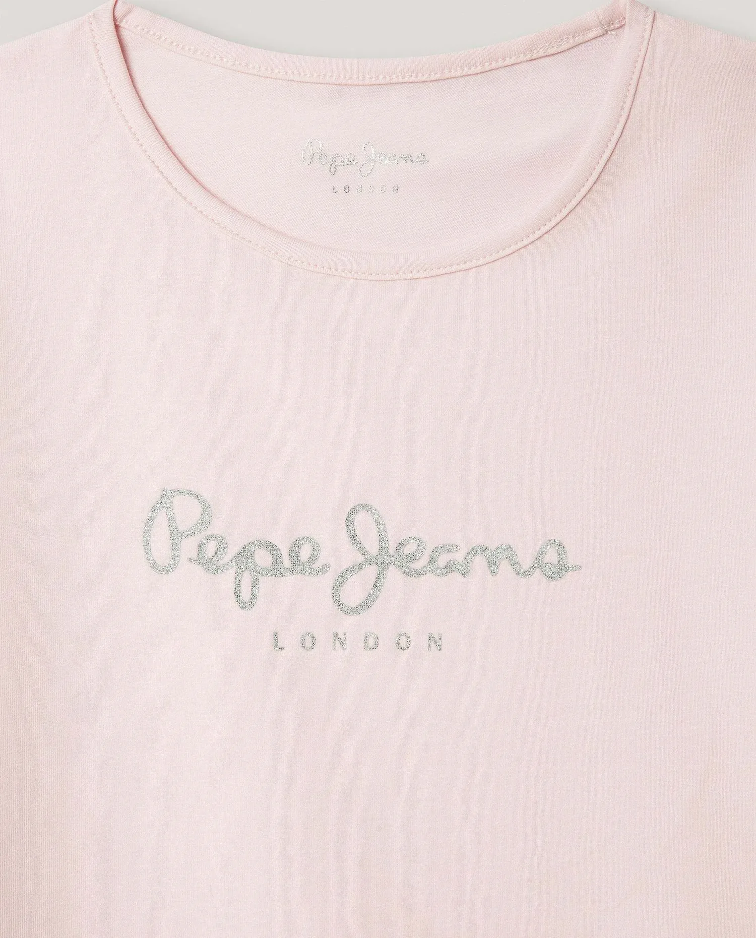 Детская футболка с логотипом и блестками, приталенный крой Pepe Jeans, розовый — фото 4