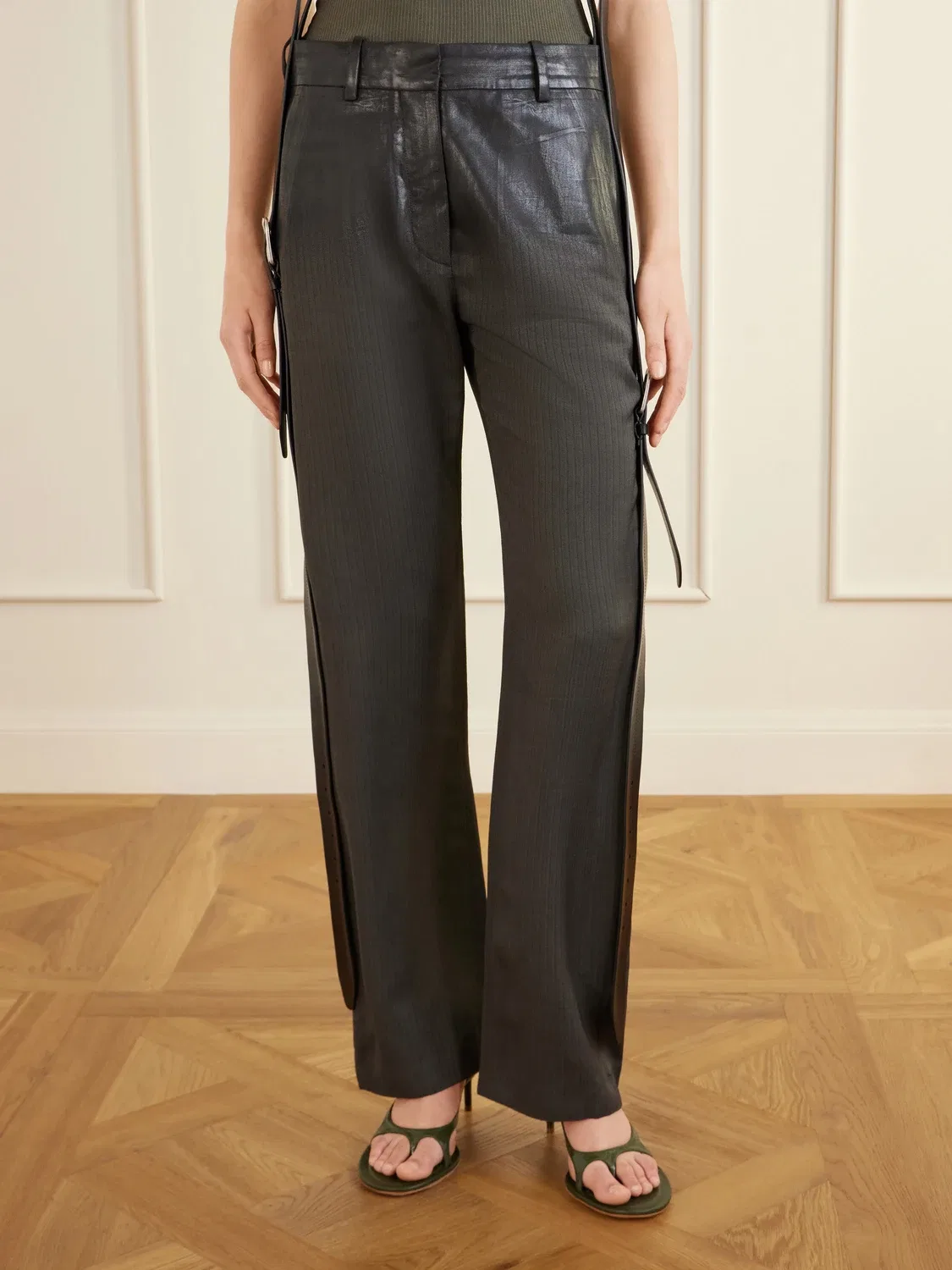 Брюки прямого кроя Puja из деграде в елочку с покрытием Acne Studios — фото 3