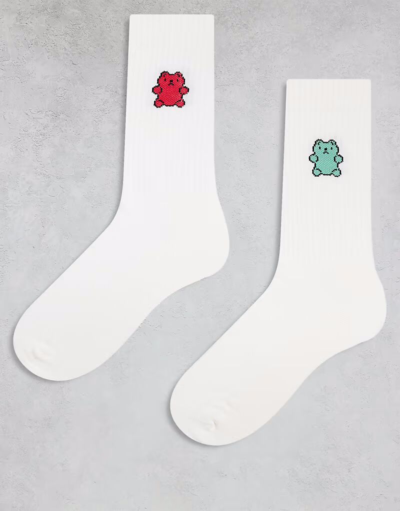 

2 пары носков с принтом мармеладных мишек белого цвета Asos Design