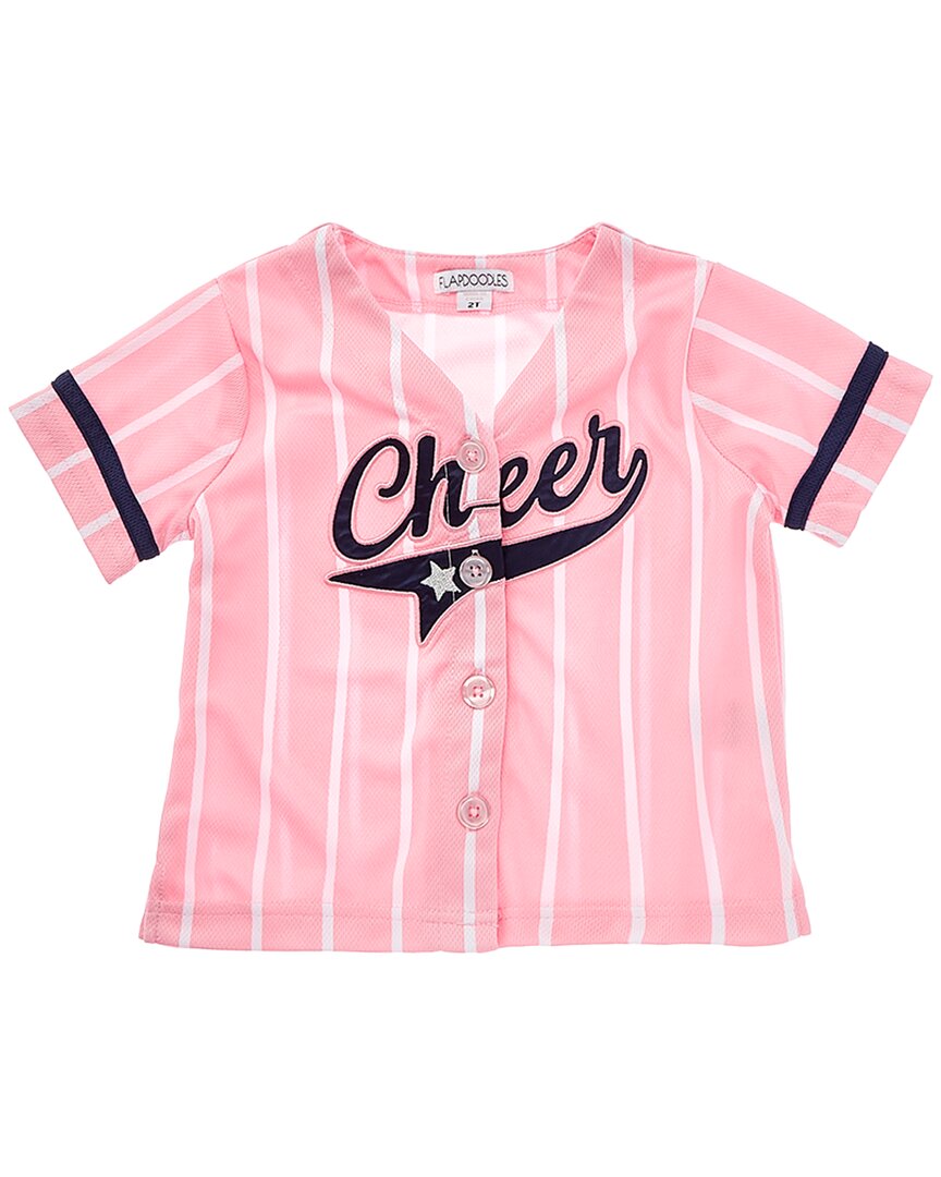 

Футболка с надписью «Flapdoodles Cheer» для бейсбола, розовый