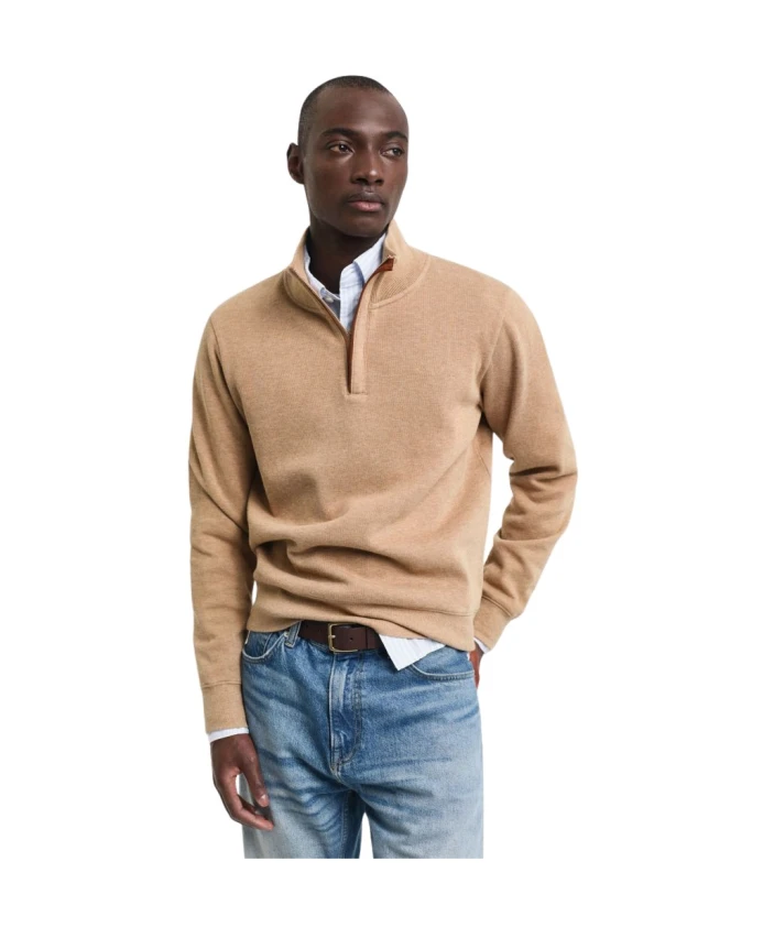 

Толстовка Sacker в рубчик с застежкой-молнией до середины груди Gant, бежевый