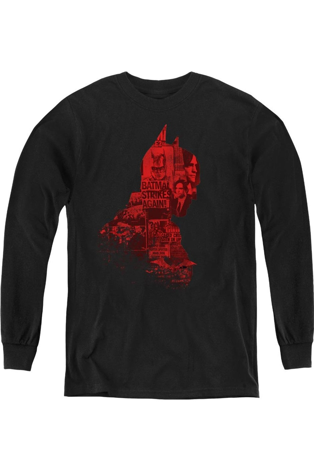 

Батмен (2022) Молодежная толстовка с силуэтом и новостным принтом Gildan, черный