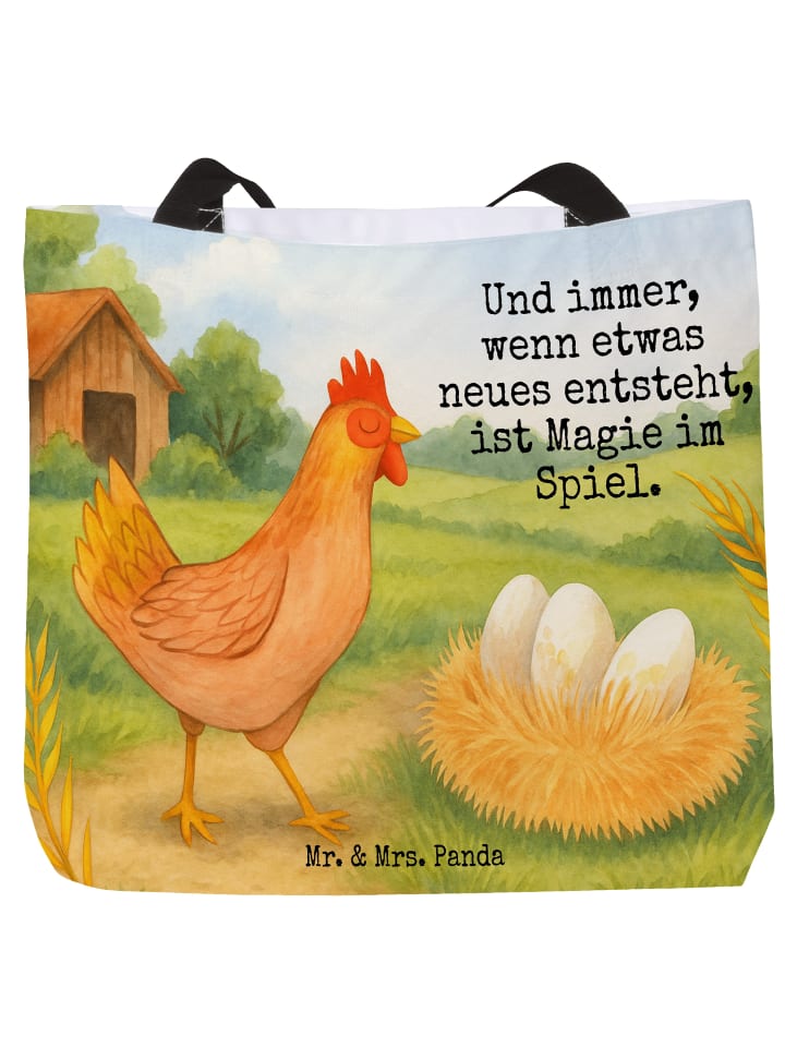 

Сумка-шоппер с рисунком куриной гордости и надписью белого цвета Mr. & Mrs. Panda