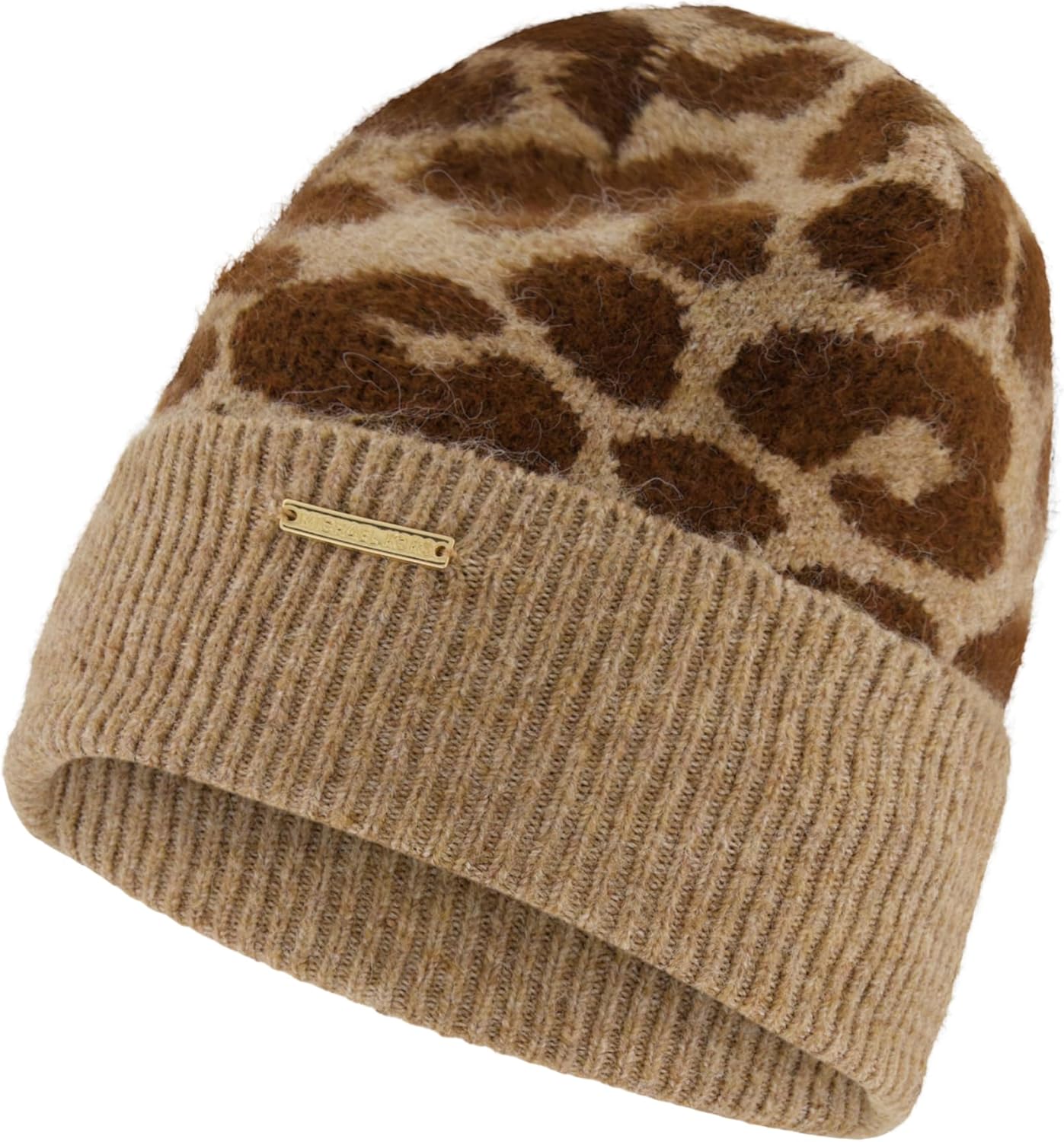 

Женская шерстяная шапка-манжета Michael Kors с леопардовым принтом, Dark Camel/Dark Caramel