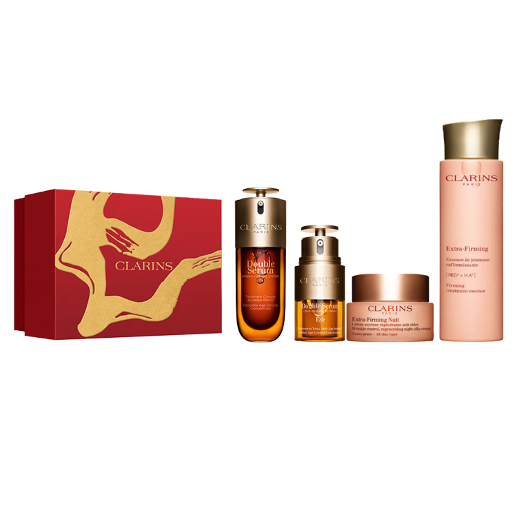 

Jiaoyunshi новогодний лимитированный набор золотых двойных сывороток, уходовая косметика, антивозрастной комплект из 4 предметов CLARINS