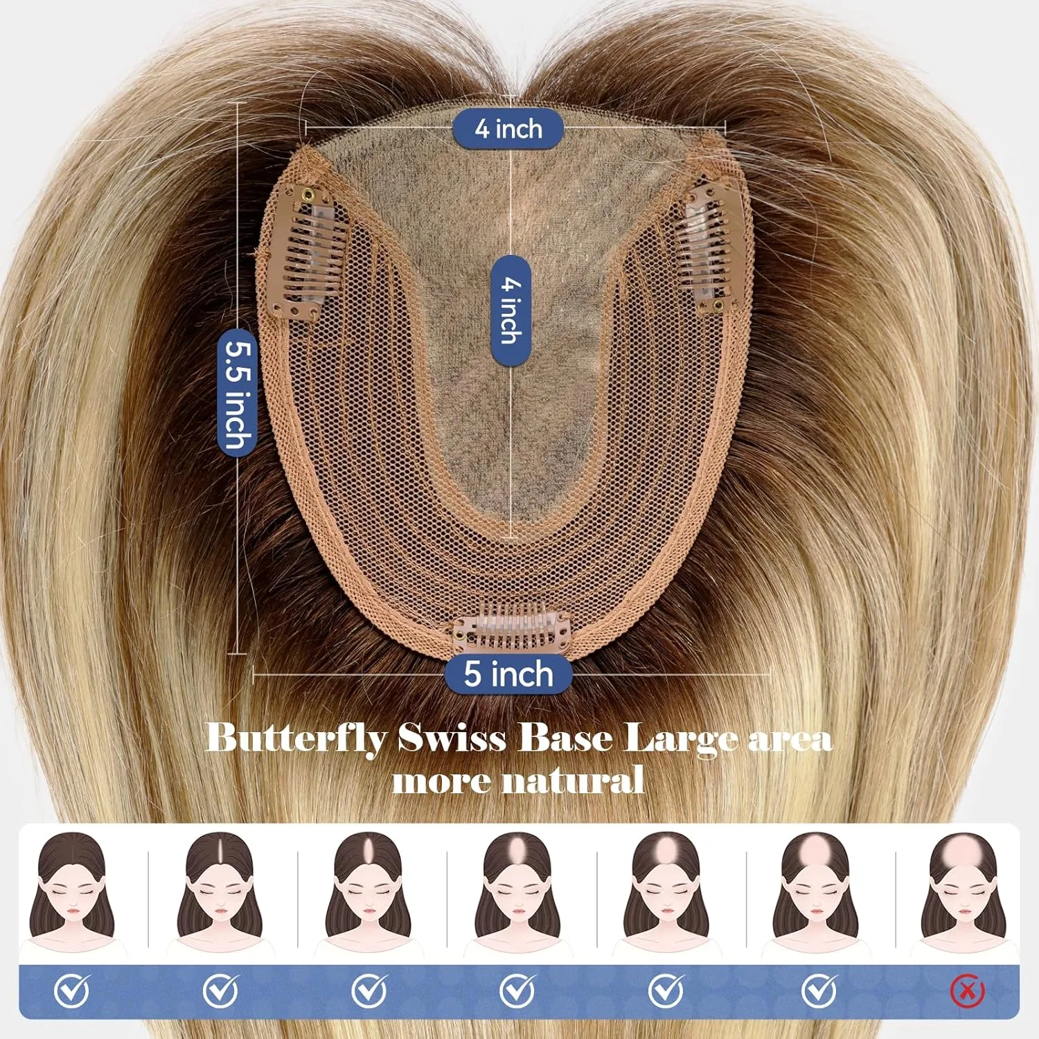 Женская накладка для волос HAIRCUBE без челки 14 дюймов Haircube, Ombre Brown With Blonde Strands — фото 3