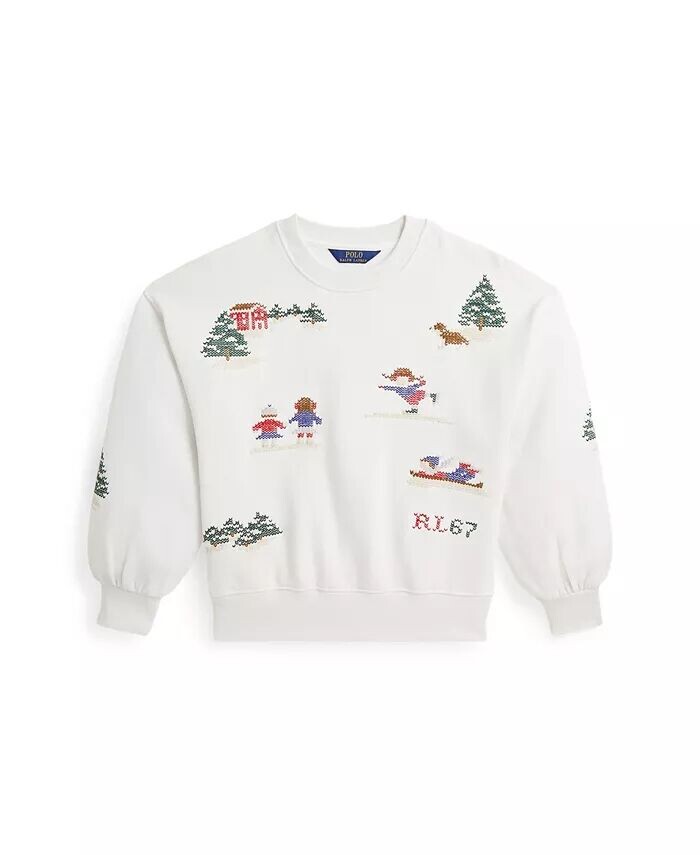 

Толстовка из флиса с вышивкой для больших девочек Polo Ralph Lauren, белый