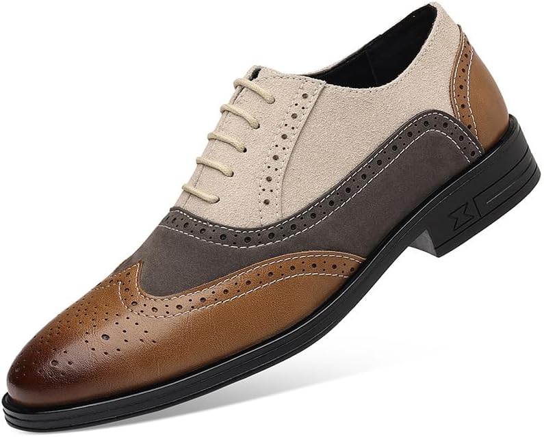 

Мужские классические замшевые оксфорды с перфорацией и шнуровкой- туфли на шнуровке для деловых встреч и повседневных выходов Tbdzbxt, белый