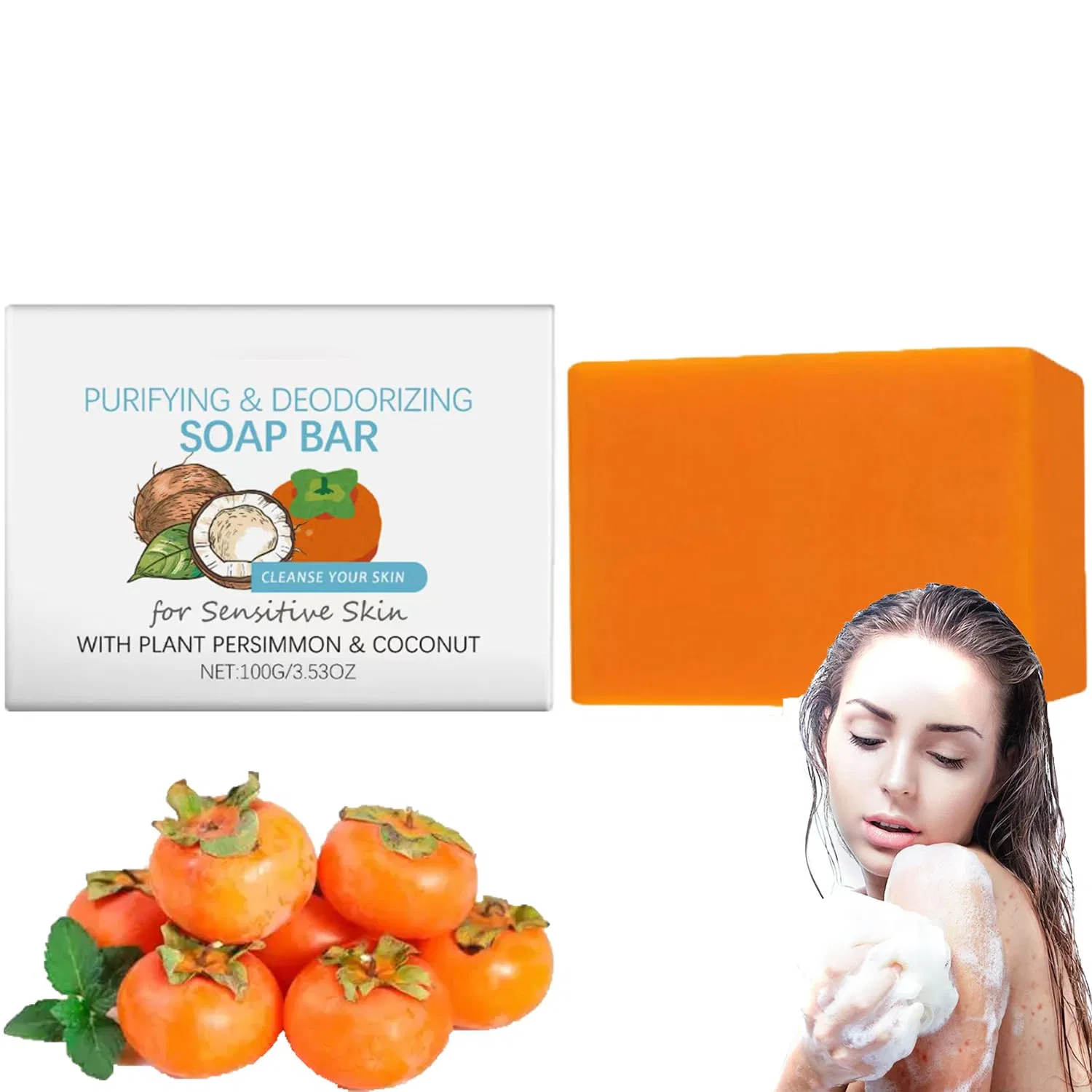 Натуральное дезодорирующее мыло с хурмой Sgjwyc, 1Pcs