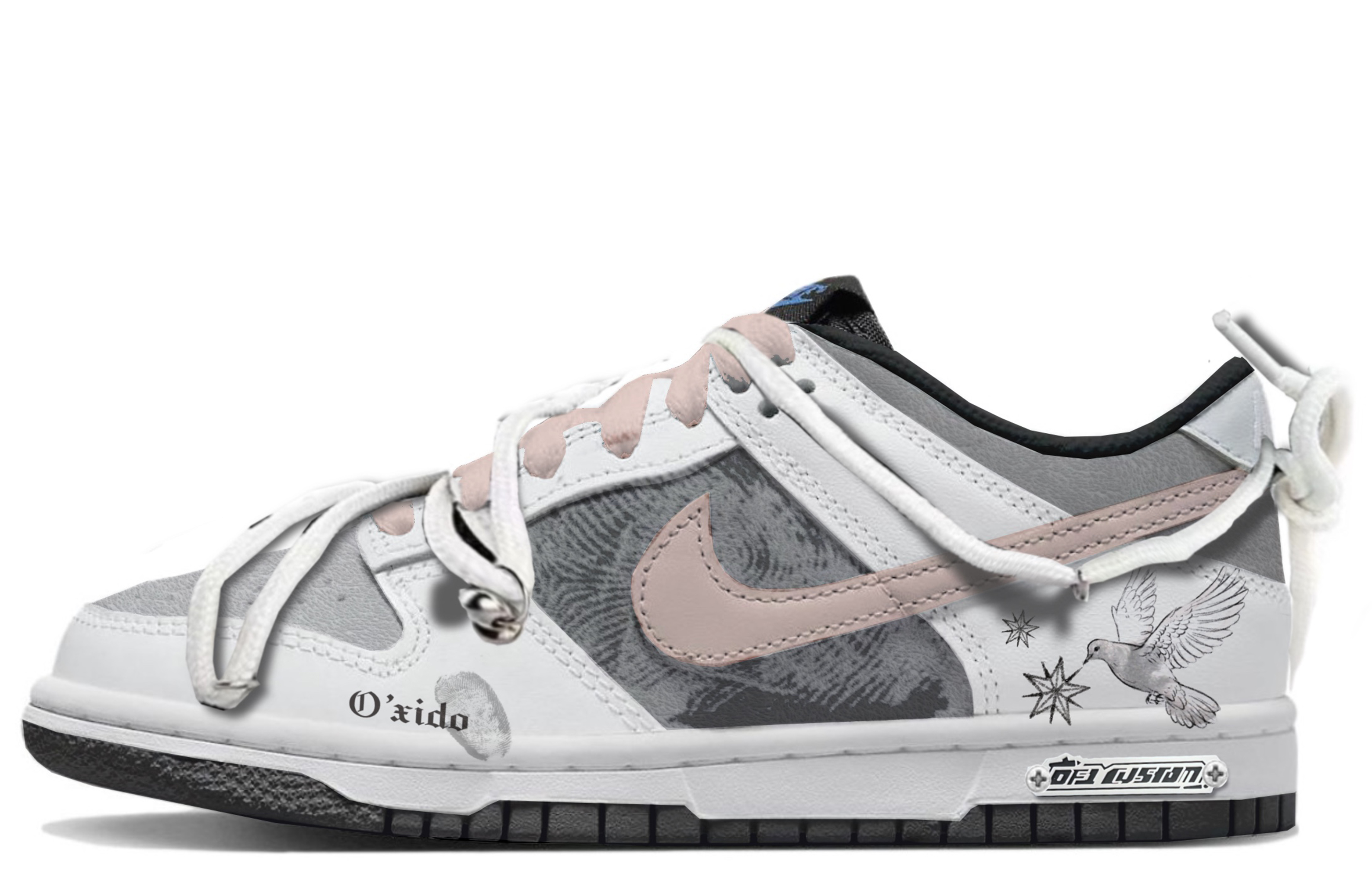 

Кроссовки Nike Dunk Skateboarding Shoes Women's Low-top White/grey/pink, слоновая кость, Бежевый, Кроссовки Nike Dunk Skateboarding Shoes Women's Low-top White/grey/pink, слоновая кость