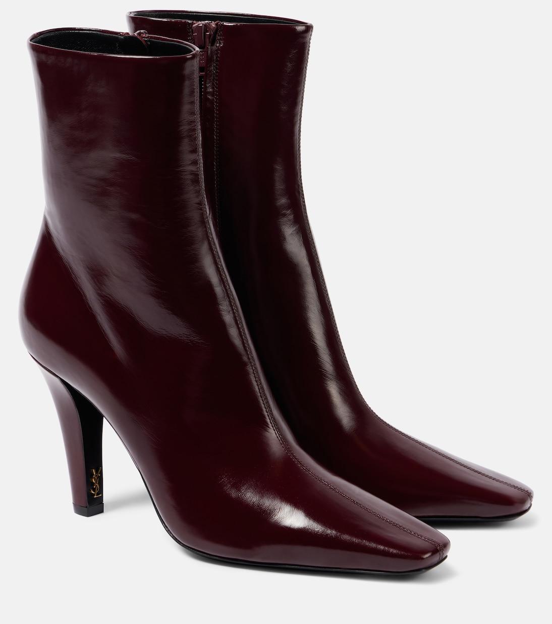 Кожаные ботильоны Jill 95 Saint Laurent, Bordeaux