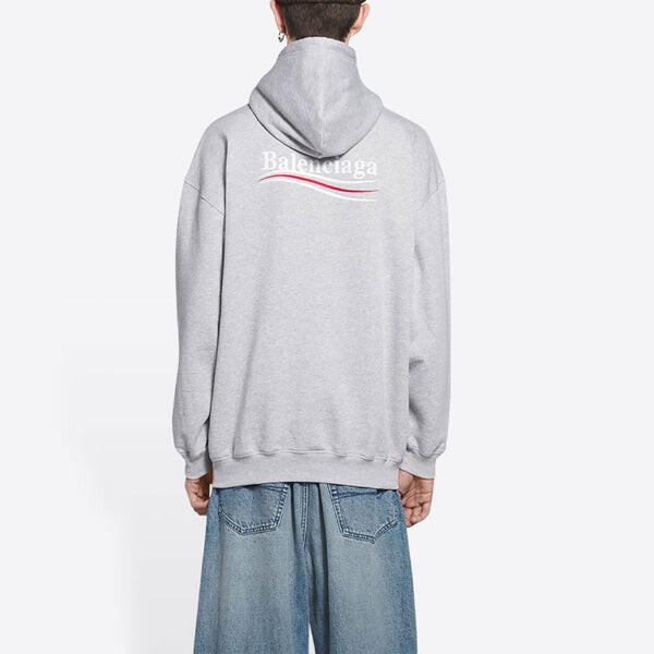 Толстовка political campaign hoodie medium fit 'grey' Balenciaga, серый — фото 4