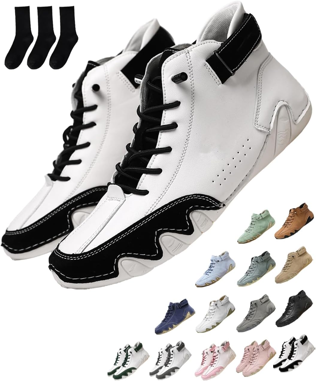 

Удобная обувь для мужчин и женщин для улицы - ортопедические слипоны, модная повседневная обувь - ручная работа, замшевые, дышащие, нескользящие кроссовки для повседневной носки на улице Generic, белый/черный