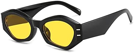 

Солнцезащитные очки Polygon для женщин, винтажные, неправильной формы, желейного цвета, мужские, в маленькой оправе, с защитой от УФ-излучения UV400 MTZJH, Black Yellow