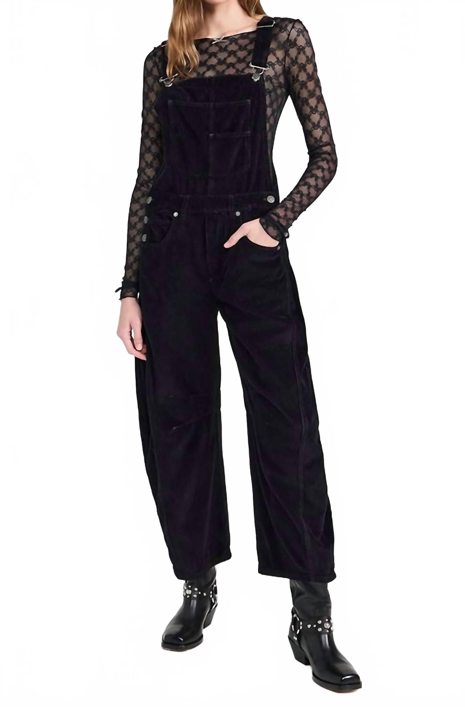 

Джинсы Good Luck Corduroy Overalls In Black Free People