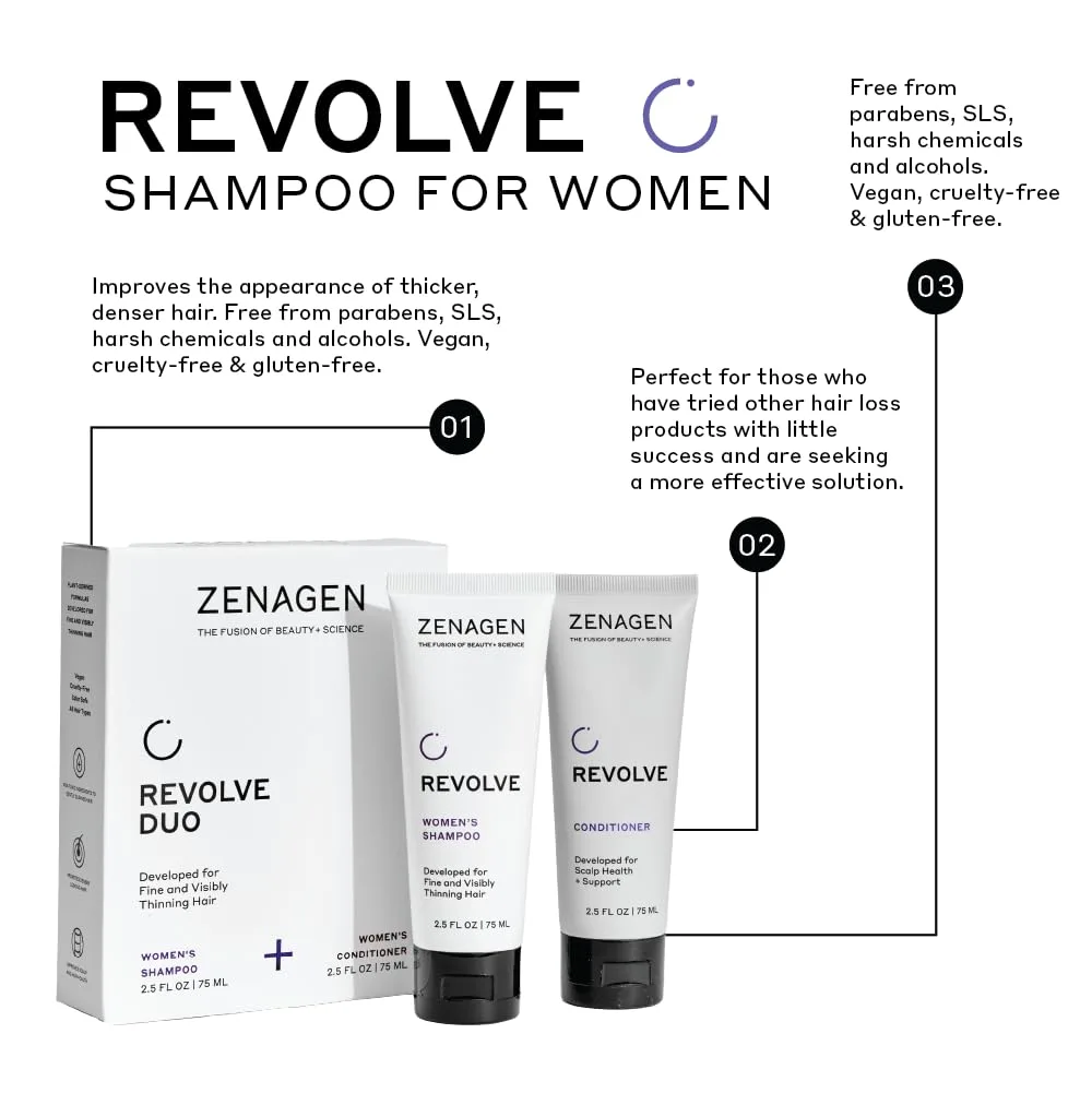 ZENAGEN Revolve шампунь для женщин для густоты волос, придает объем и здоровый вид, для тонких и редеющих волос, на растительной основе, безопасен для окрашенных волос, 5-минутное применение 473 мл (1 шт.) — фото 4