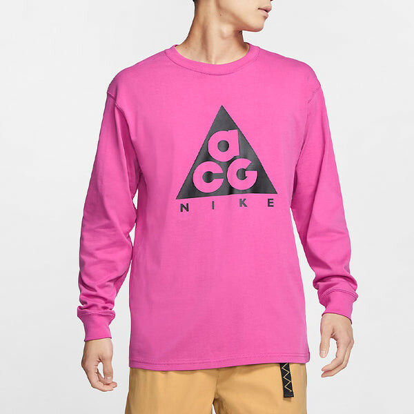 Футболка as m nrg acg ls tee black logo round neck long sleeves purple red purplered Nike, красный — фото 3