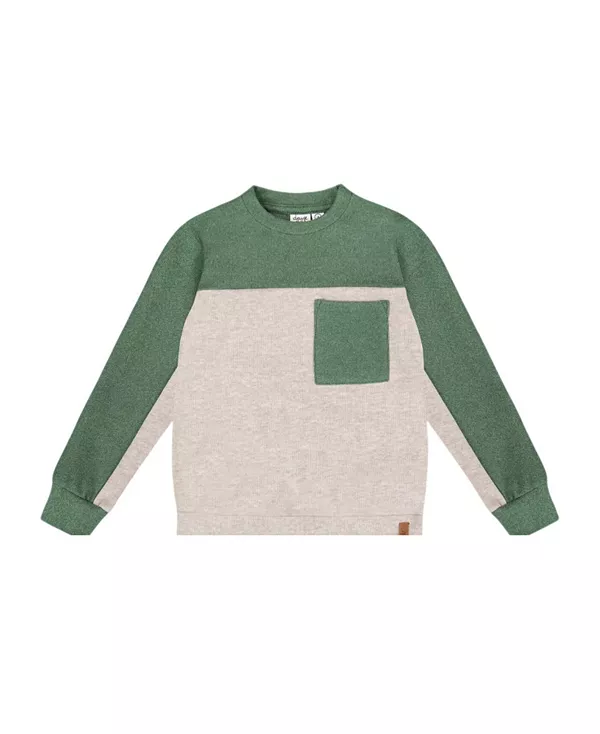 

Детская футболка с длинными рукавами из очень мягкого трикотажа с начесом, в стиле колор-блок. Deux Par Deux, серый