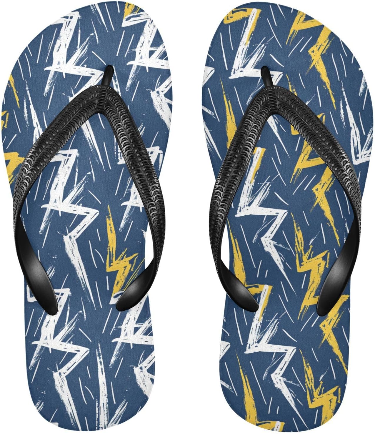 

Женские и мужские шлепанцы SPRIPORT Yellow White Lightning Slim с удобной мягкой стелькой, нескользящей резиновой подошвой, для прогулок и пляжа летом, Multicoloured