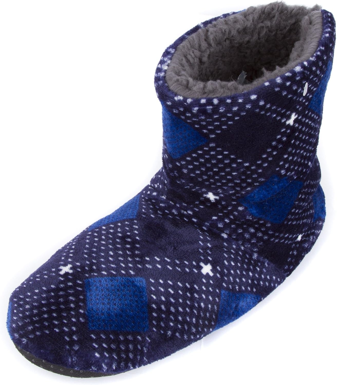 Мужские уютные тапочки Leisureland Plaid с флисовой подкладкой, темно-синий