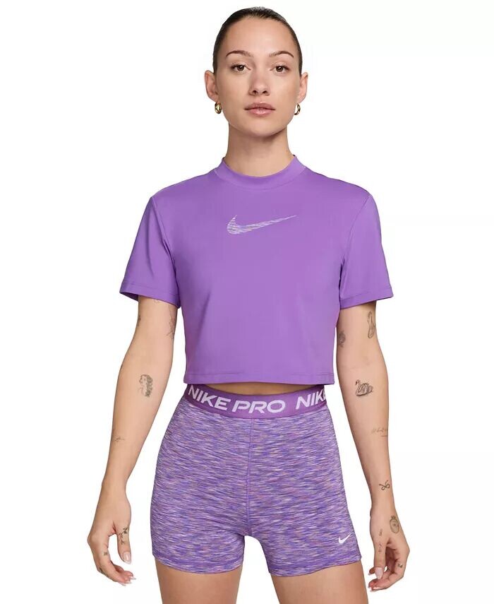 

Женская укороченная тренировочная футболка с короткими рукавами Pro Dri-FIT Nike, фиолетовый