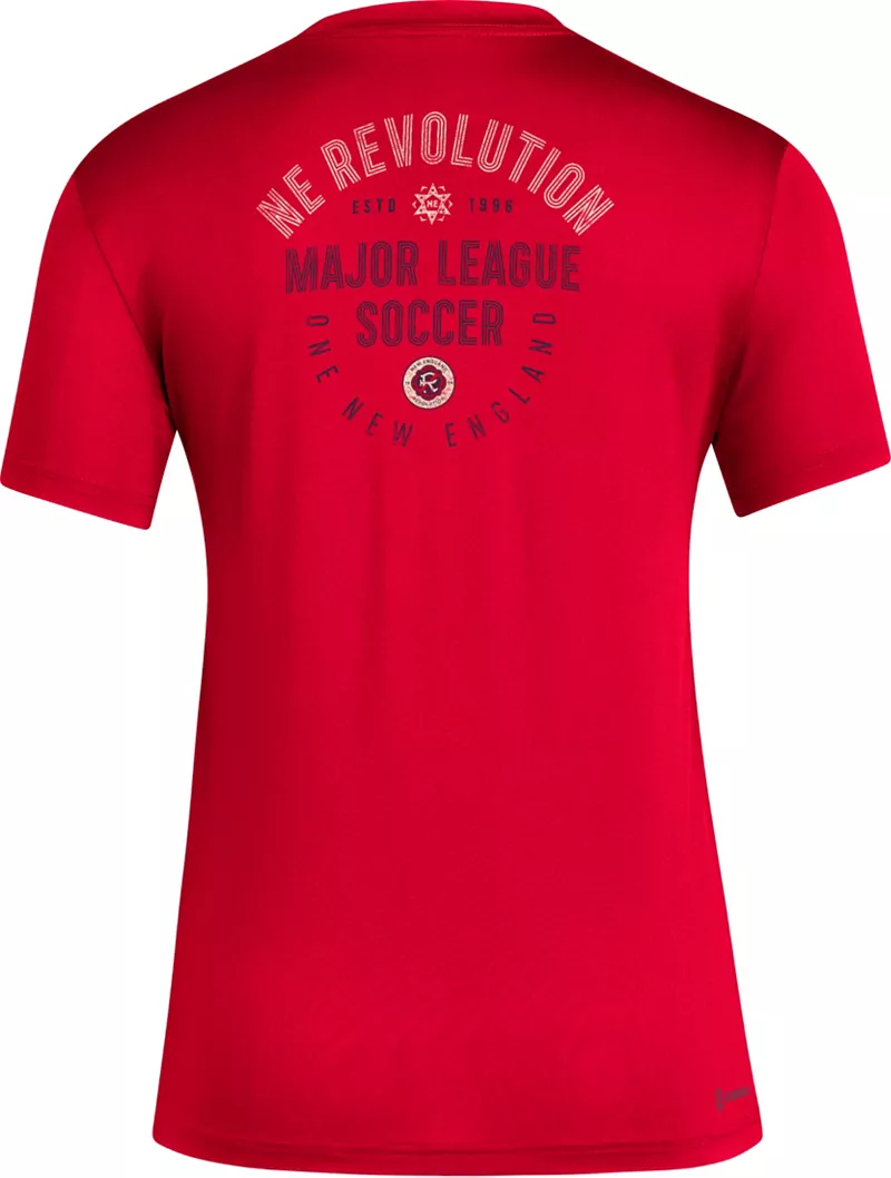 Красная женская футболка Adidas New England Revolution 2024 Local Stoic — фото 2
