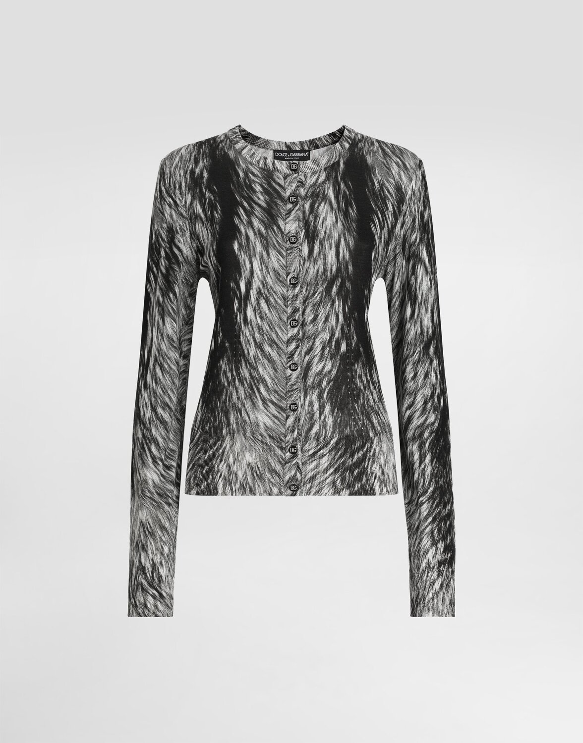 

Шелковый кардиган с принтом под мех Dolce & Gabbana, серый