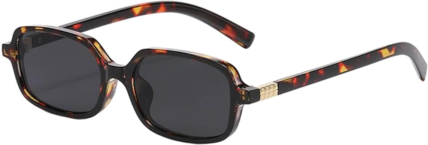 

Солнцезащитные очки в стиле ретро, ​​прямоугольные, для женщин и мужчин, модные квадратные солнцезащитные очки 90-х, маленькие винтажные солнцезащитные очки Teumire, A06 Leopard/Grey