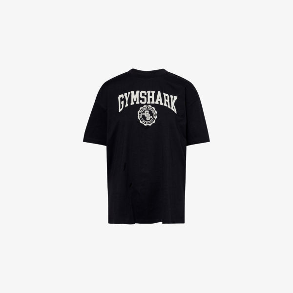

Колледж графический оверсайз футболка из хлопкового джерси Gymshark, черный