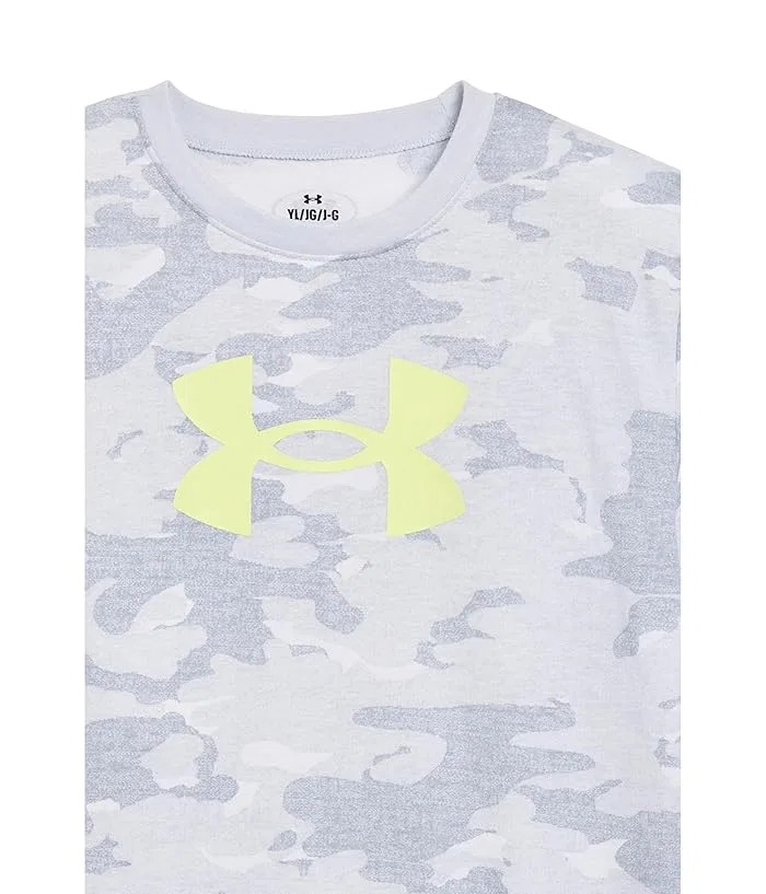 Футболка с камуфляжным принтом UA AOP Camo Logo Tee Under Armour Kids, Halo Gray — фото 3